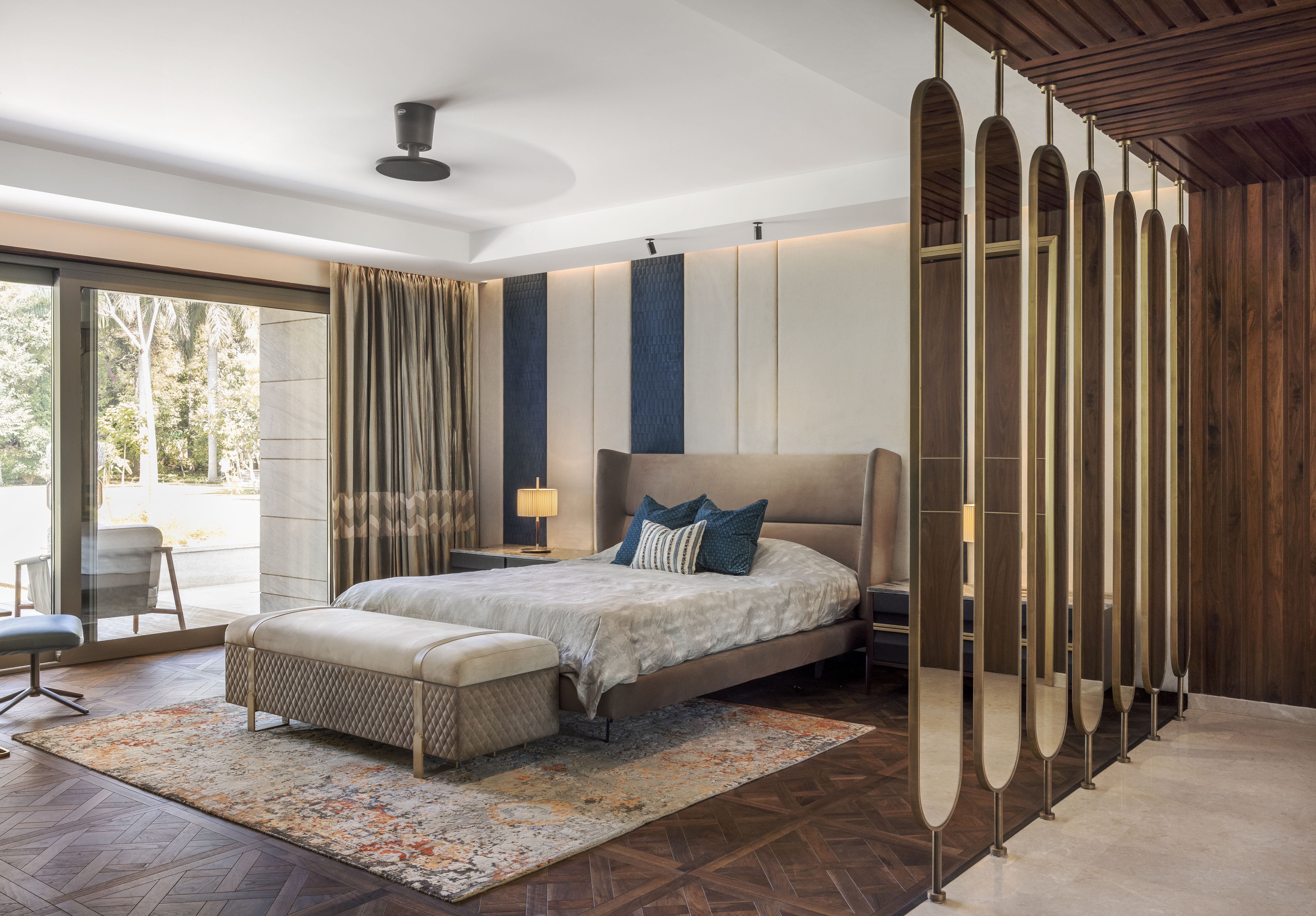 Bali House-38-Engineered-Coswick-Square Tile-Trianon American Walnut-Mr. Bali-Trikone Project-Ar. Pankaj Khullar-Chhatarpur-Delhi-Flooring